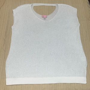 Lilly Pulitzer top no sleeve knit style white grey top shirt size small